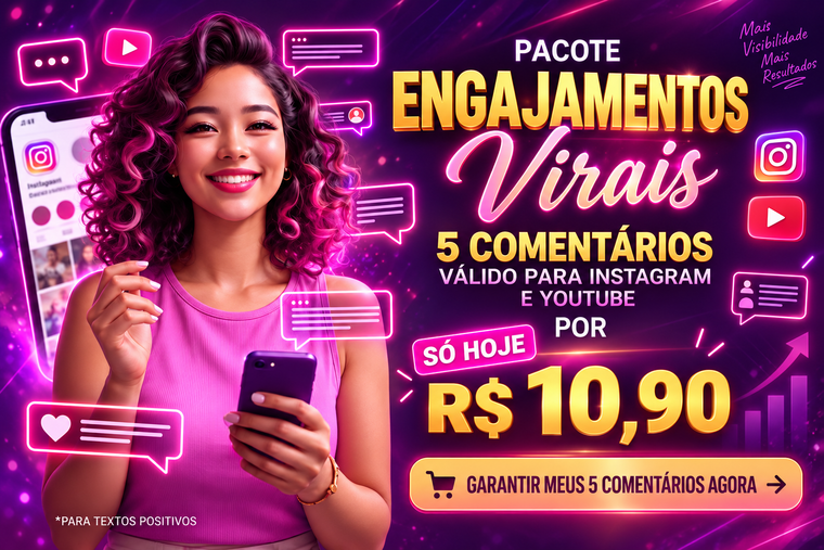 5 comentários virais para Instagram e YouTube por R$ 10,90