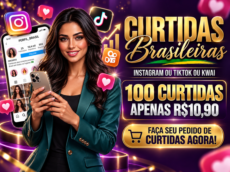 Pacote de curtidas: 100 curtidas (Instagram / Kwai / TikTok / YouTube) por R$ 10,90