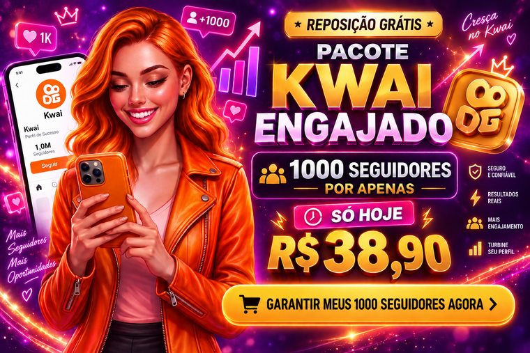 Pacote Kwai Engajado: 1.000 seguidores por R$ 29,90 — reposição grátis