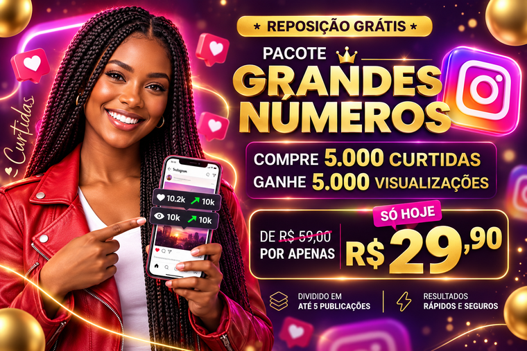 5.000 curtidas + 5.000 visualizações por R$ 29,90